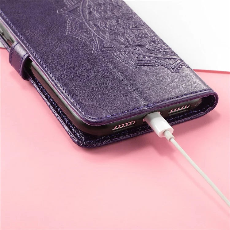 For Honor 200 Lite Case Stand Function Embossed Mandala Pattern PU Leather Phone Cover