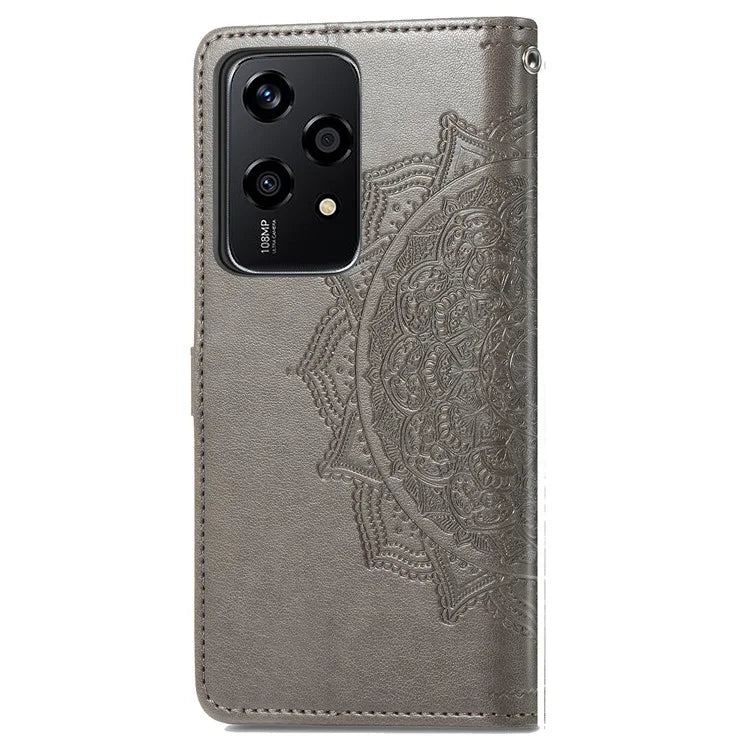 For Honor 200 Lite Case Stand Function Embossed Mandala Pattern PU Leather Phone Cover