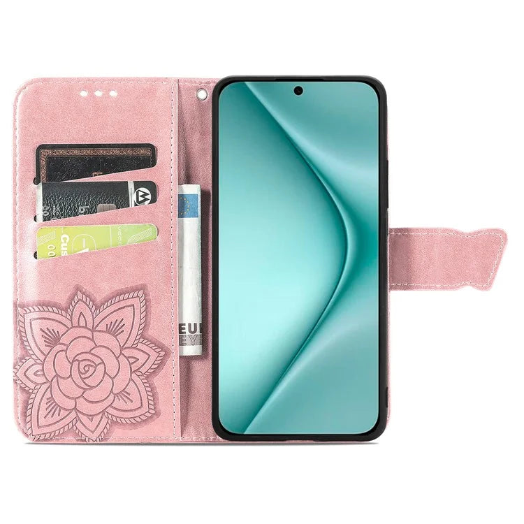 For Huawei Pura 70 Case Card Holders Butterfly Pattern PU Leather Phone Cover