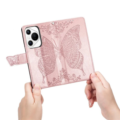 For Huawei Pura 70 Case Card Holders Butterfly Pattern PU Leather Phone Cover