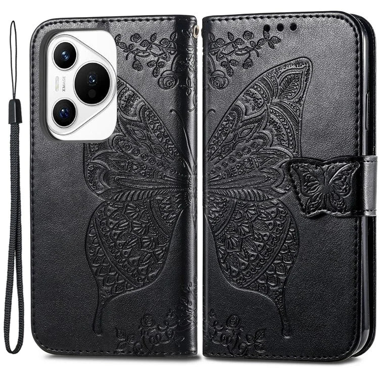 For Huawei Pura 70 Case Card Holders Butterfly Pattern PU Leather Phone Cover