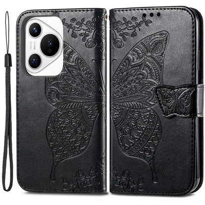 For Huawei Pura 70 Case Card Holders Butterfly Pattern PU Leather Phone Cover