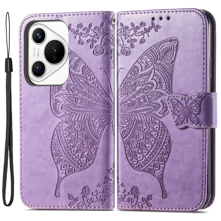 For Huawei Pura 70 Case Card Holders Butterfly Pattern PU Leather Phone Cover