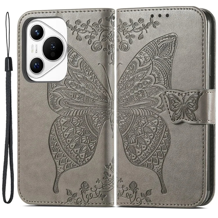 For Huawei Pura 70 Case Card Holders Butterfly Pattern PU Leather Phone Cover
