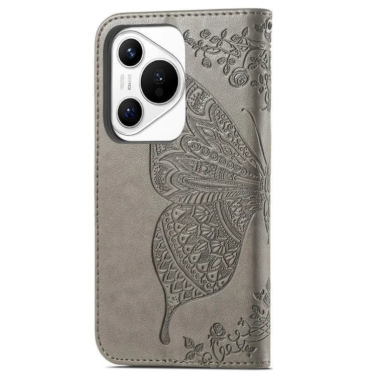 For Huawei Pura 70 Case Card Holders Butterfly Pattern PU Leather Phone Cover