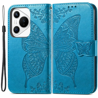 For Huawei Pura 70 Case Card Holders Butterfly Pattern PU Leather Phone Cover
