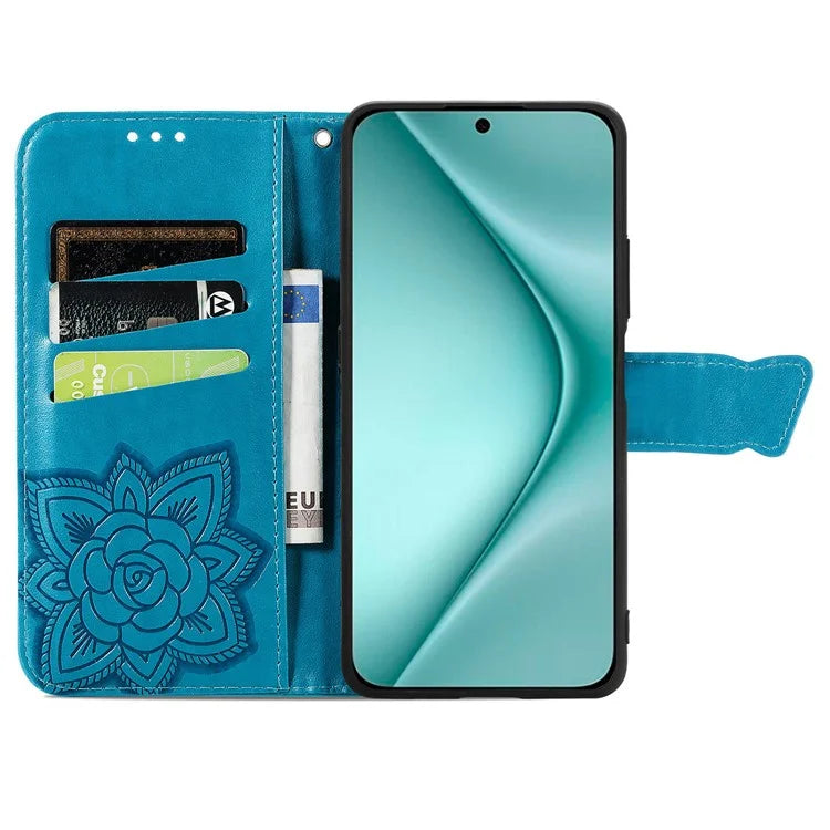 For Huawei Pura 70 Case Card Holders Butterfly Pattern PU Leather Phone Cover