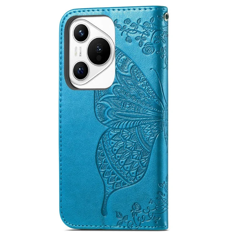 For Huawei Pura 70 Case Card Holders Butterfly Pattern PU Leather Phone Cover