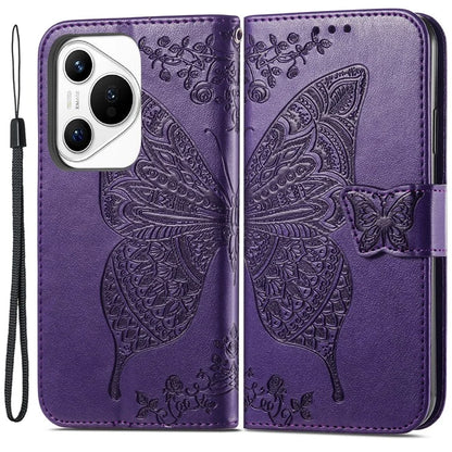 For Huawei Pura 70 Case Card Holders Butterfly Pattern PU Leather Phone Cover