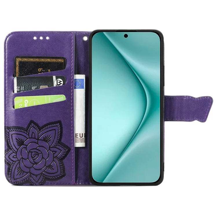 For Huawei Pura 70 Case Card Holders Butterfly Pattern PU Leather Phone Cover