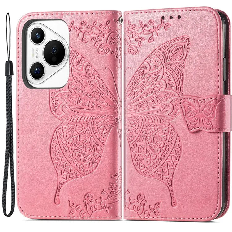 For Huawei Pura 70 Case Card Holders Butterfly Pattern PU Leather Phone Cover