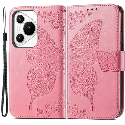 For Huawei Pura 70 Case Card Holders Butterfly Pattern PU Leather Phone Cover