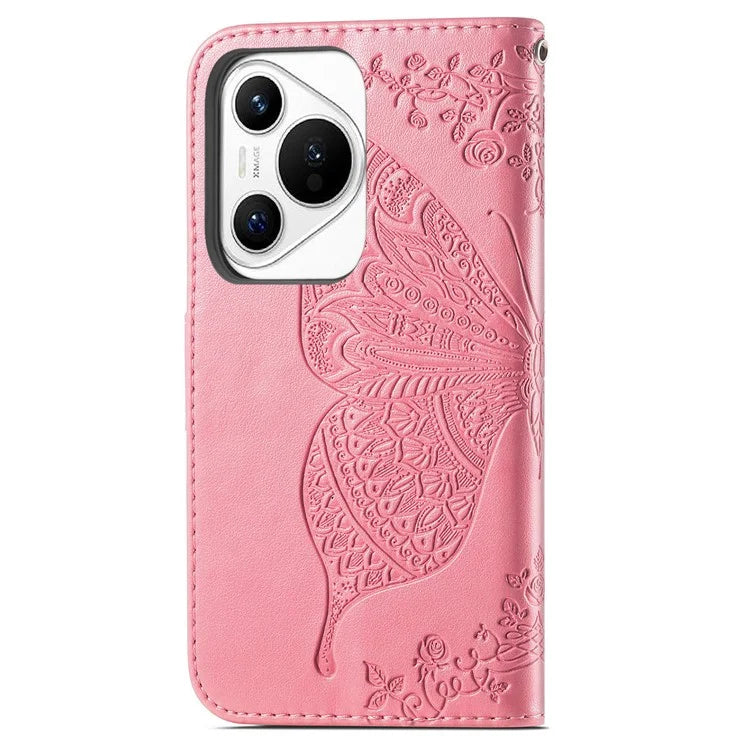 For Huawei Pura 70 Case Card Holders Butterfly Pattern PU Leather Phone Cover