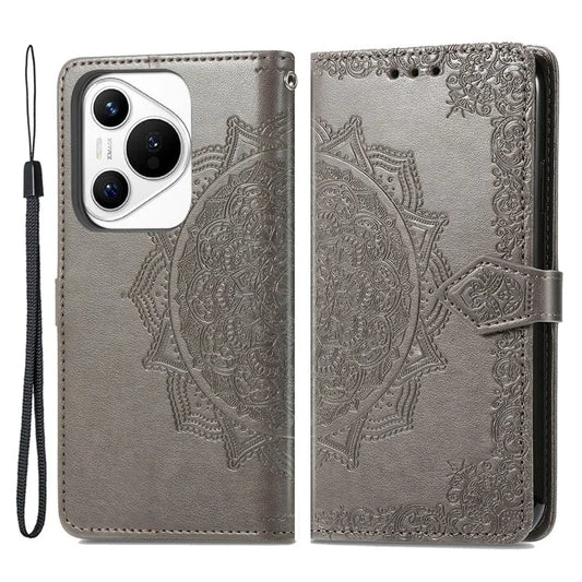 For Huawei Pura 70 Case Mandala Flower Stand Leather Wallet Phone Cover