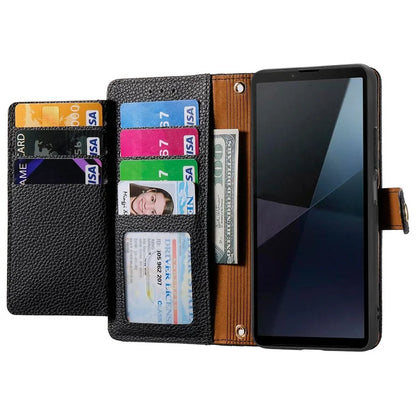 For Sony Xperia 10 VI Case PU Leather RFID Blocking Zipper Phone Cover Heart Pattern