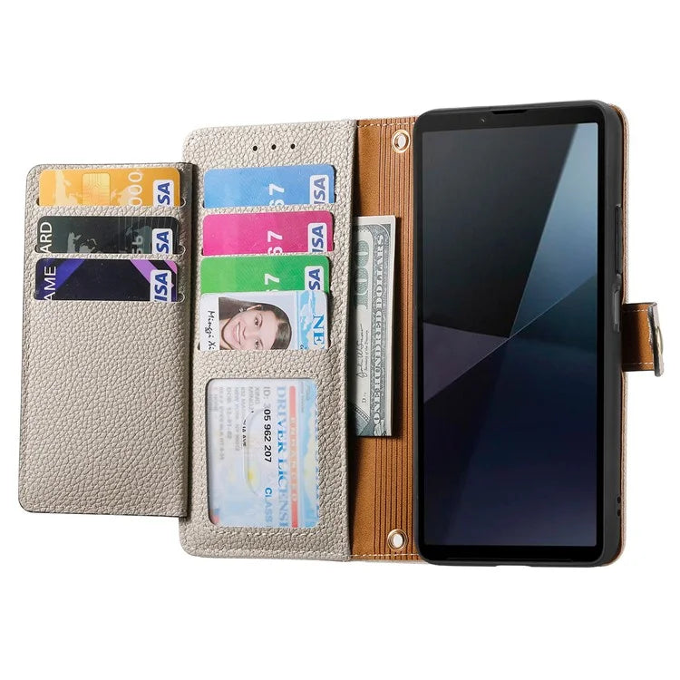 For Sony Xperia 10 VI Case PU Leather RFID Blocking Zipper Phone Cover Heart Pattern