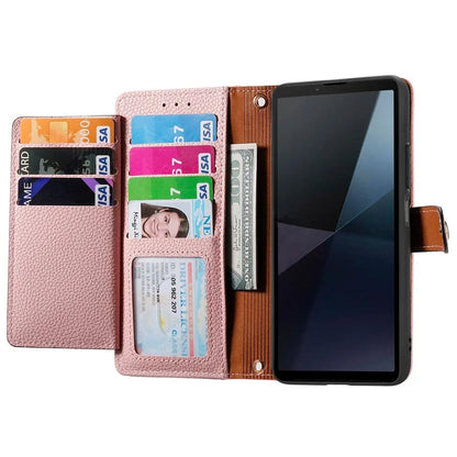 For Sony Xperia 10 VI Case PU Leather RFID Blocking Zipper Phone Cover Heart Pattern