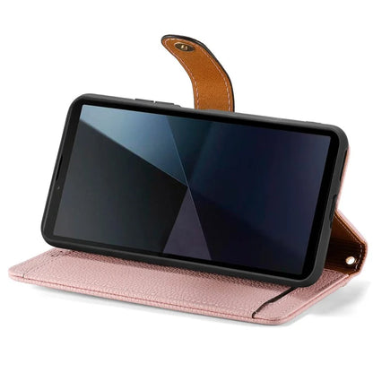 For Sony Xperia 10 VI Case PU Leather RFID Blocking Zipper Phone Cover Heart Pattern