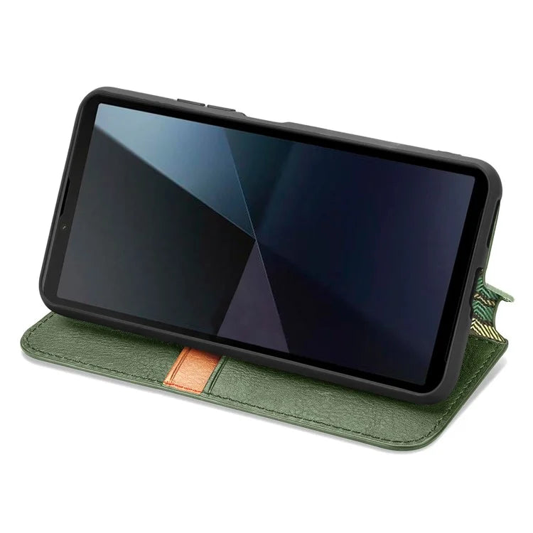 For Sony Xperia 10 VI Case Rhombus Leather Folio Phone Cover