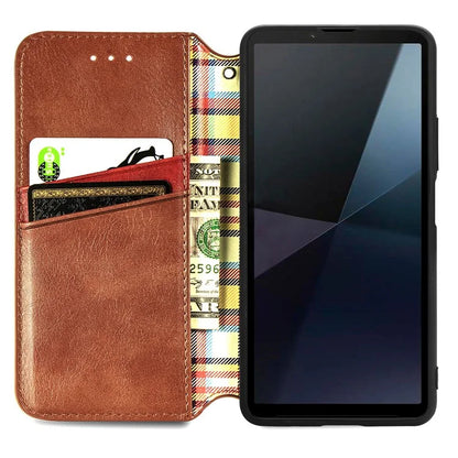 For Sony Xperia 10 VI Case Rhombus Leather Folio Phone Cover