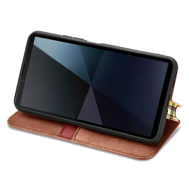 For Sony Xperia 10 VI Case Rhombus Leather Folio Phone Cover