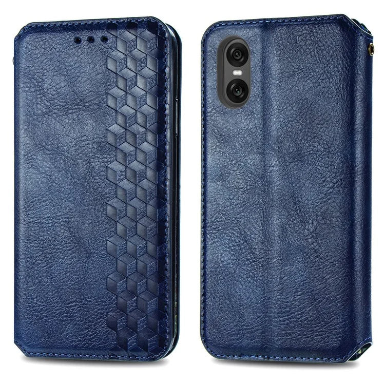 For Sony Xperia 10 VI Case Rhombus Leather Folio Phone Cover