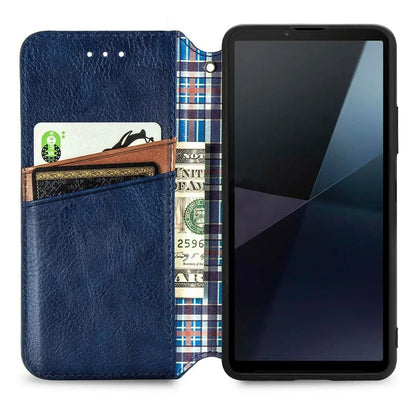 For Sony Xperia 10 VI Case Rhombus Leather Folio Phone Cover