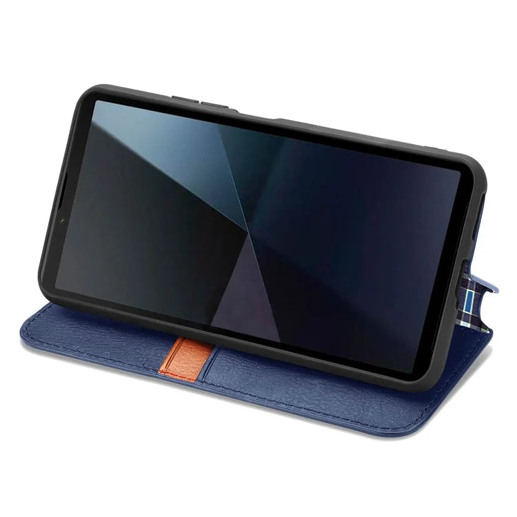 For Sony Xperia 10 VI Case Rhombus Leather Folio Phone Cover