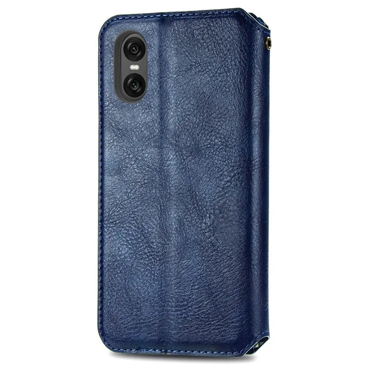 For Sony Xperia 10 VI Case Rhombus Leather Folio Phone Cover