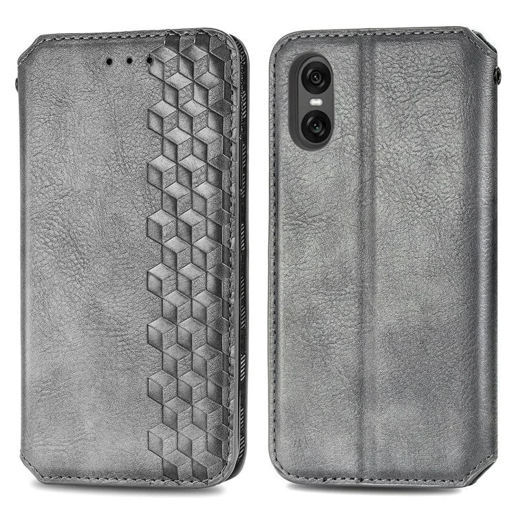 For Sony Xperia 10 VI Case Rhombus Leather Folio Phone Cover