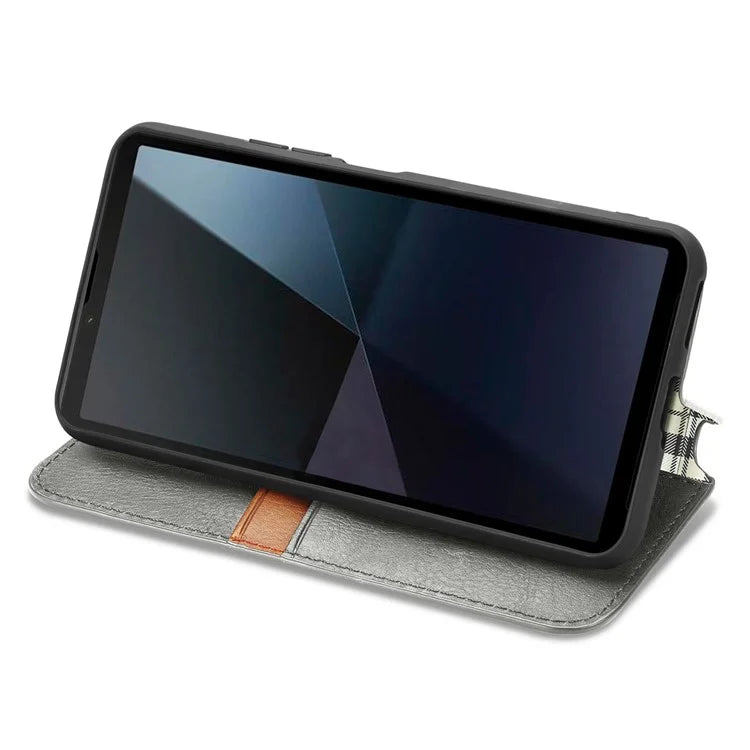 For Sony Xperia 10 VI Case Rhombus Leather Folio Phone Cover