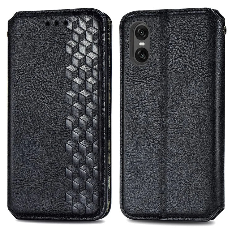 For Sony Xperia 10 VI Case Rhombus Leather Folio Phone Cover