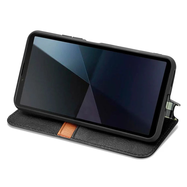 For Sony Xperia 10 VI Case Rhombus Leather Folio Phone Cover