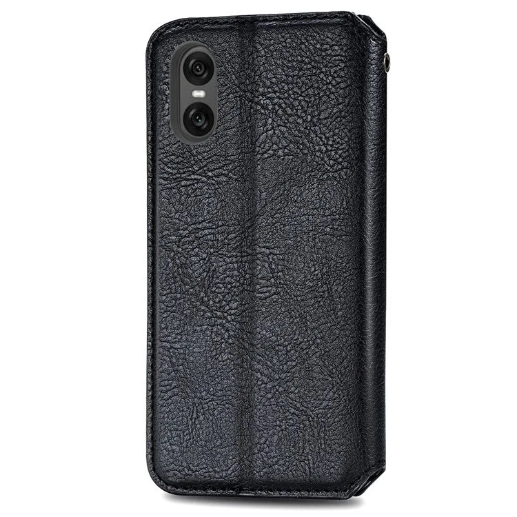 For Sony Xperia 10 VI Case Rhombus Leather Folio Phone Cover