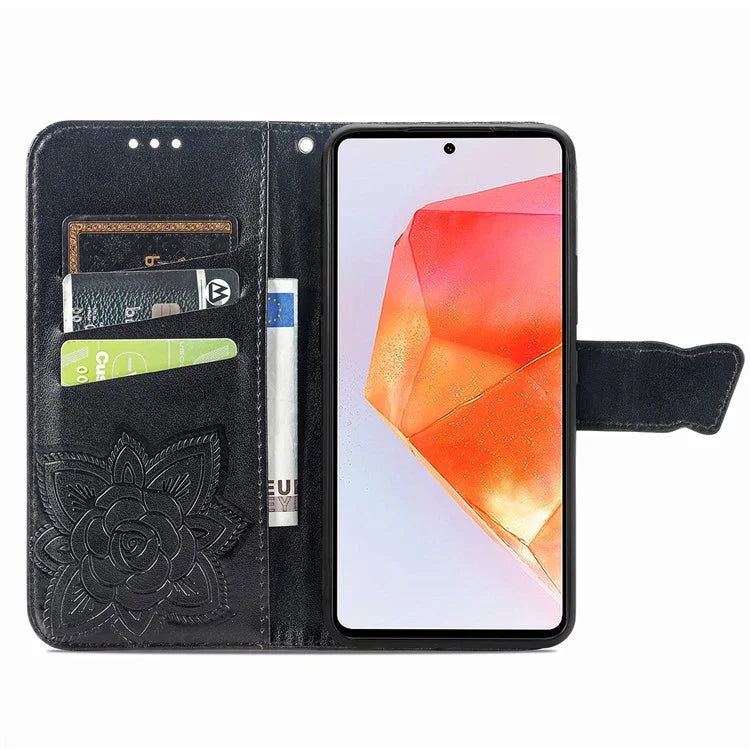 For Samsung Galaxy M55 5G / C55 5G / F55 5G Case with Hand Strap Butterfly Leather Flip Wallet Phone Cover