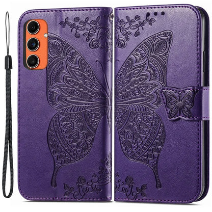 For Samsung Galaxy M55 5G / C55 5G / F55 5G Case with Hand Strap Butterfly Leather Flip Wallet Phone Cover
