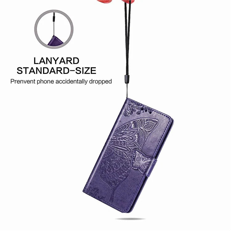 For Samsung Galaxy M55 5G / C55 5G / F55 5G Case with Hand Strap Butterfly Leather Flip Wallet Phone Cover