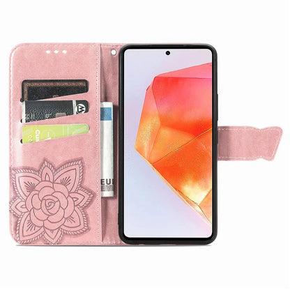 For Samsung Galaxy M55 5G / C55 5G / F55 5G Case with Hand Strap Butterfly Leather Flip Wallet Phone Cover