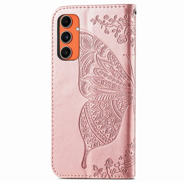 For Samsung Galaxy M55 5G / C55 5G / F55 5G Case with Hand Strap Butterfly Leather Flip Wallet Phone Cover