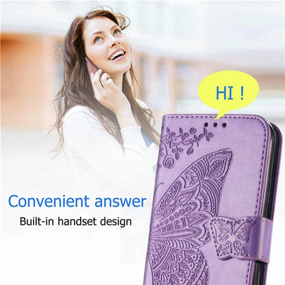 For Samsung Galaxy M55 5G / C55 5G / F55 5G Case with Hand Strap Butterfly Leather Flip Wallet Phone Cover
