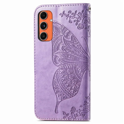 For Samsung Galaxy M55 5G / C55 5G / F55 5G Case with Hand Strap Butterfly Leather Flip Wallet Phone Cover
