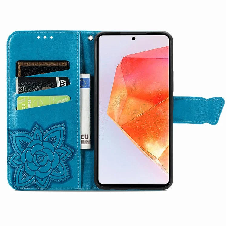 For Samsung Galaxy M55 5G / C55 5G / F55 5G Case with Hand Strap Butterfly Leather Flip Wallet Phone Cover