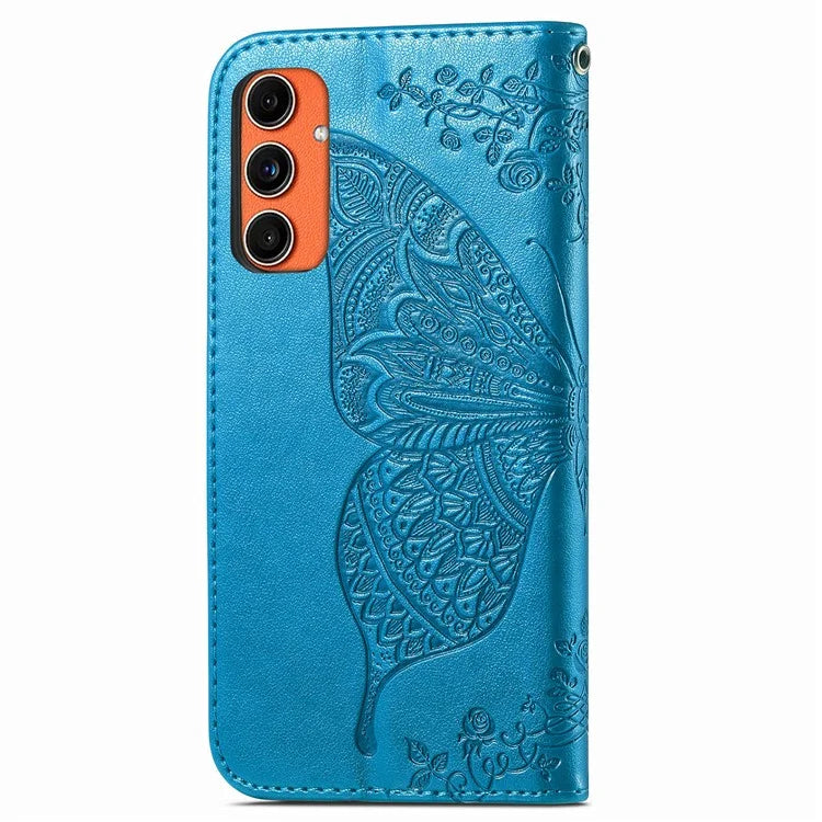 For Samsung Galaxy M55 5G / C55 5G / F55 5G Case with Hand Strap Butterfly Leather Flip Wallet Phone Cover