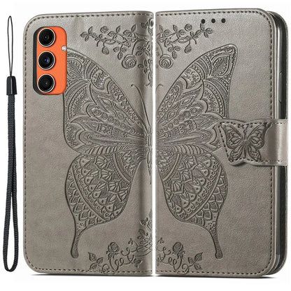 For Samsung Galaxy M55 5G / C55 5G / F55 5G Case with Hand Strap Butterfly Leather Flip Wallet Phone Cover