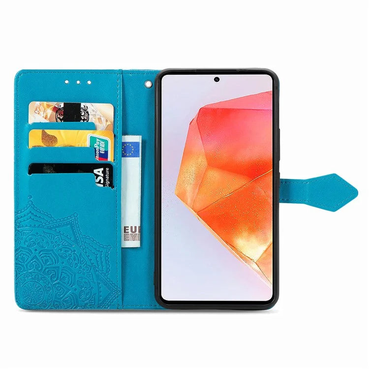 For Samsung Galaxy M55 5G / C55 5G / F55 5G Case 3 Card Slots Mandala Flower Leather Phone Cover
