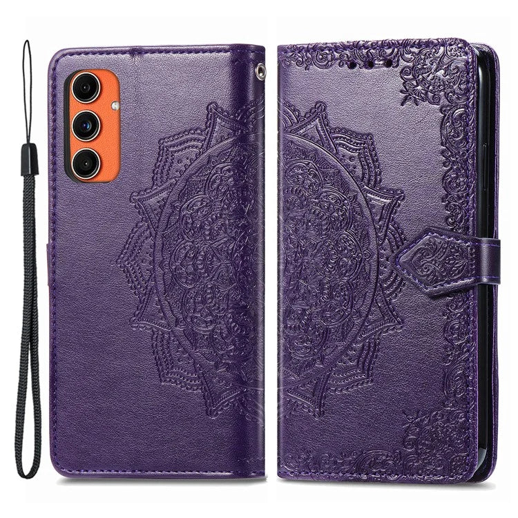For Samsung Galaxy M55 5G / C55 5G / F55 5G Case 3 Card Slots Mandala Flower Leather Phone Cover