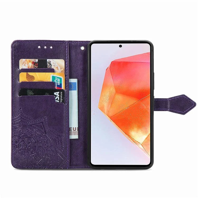 For Samsung Galaxy M55 5G / C55 5G / F55 5G Case 3 Card Slots Mandala Flower Leather Phone Cover