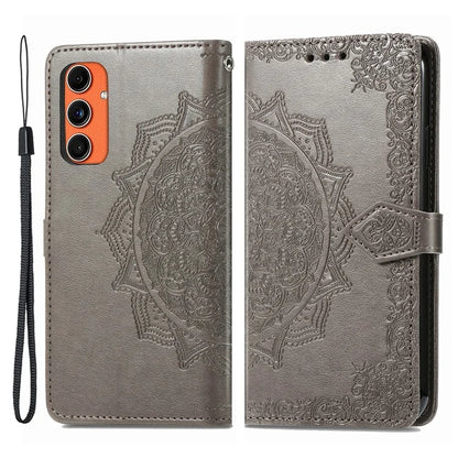 For Samsung Galaxy M55 5G / C55 5G / F55 5G Case 3 Card Slots Mandala Flower Leather Phone Cover
