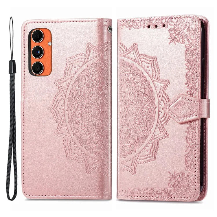 For Samsung Galaxy M55 5G / C55 5G / F55 5G Case 3 Card Slots Mandala Flower Leather Phone Cover