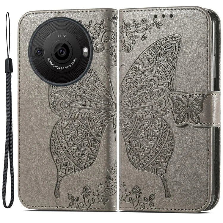 For Sharp Aquos R8 Pro Case Purse Card Holders Butterfly Pattern PU Leather Phone Cover